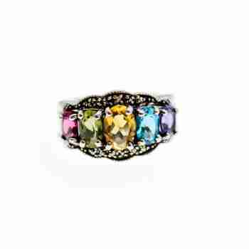 Sky Jewelry Серебряное кольцо с натуральными камнями  Неотразимая