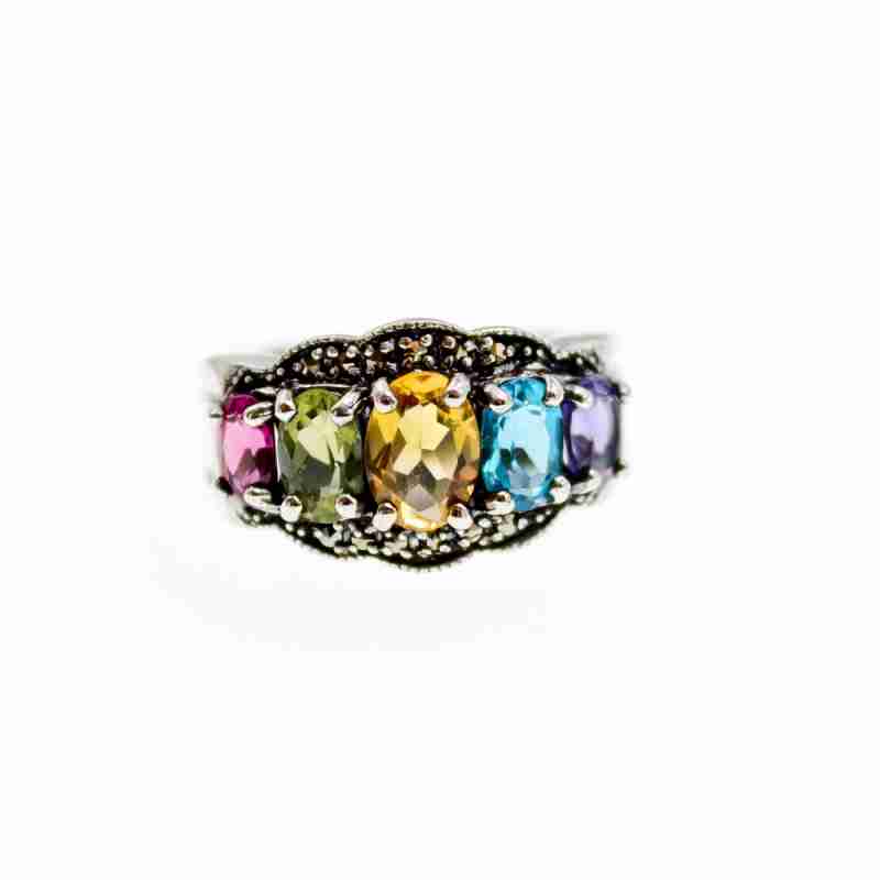Sky Jewelry Серебряное кольцо с натуральными камнями  Неотразимая