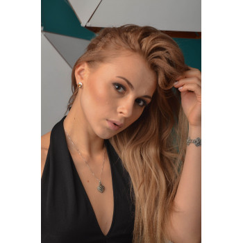 Sky Jewelry Серебряная цепочка с кулоном-сердце Черная Шпинель