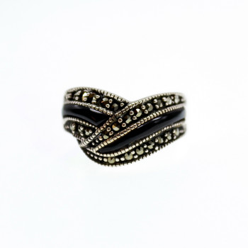 Sky Jewelry Серебряное кольцо с нефритом и марказитом