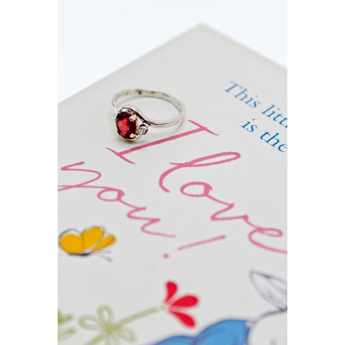 Sky Jewelry Серебряное кольцо с альмандином и бериллом