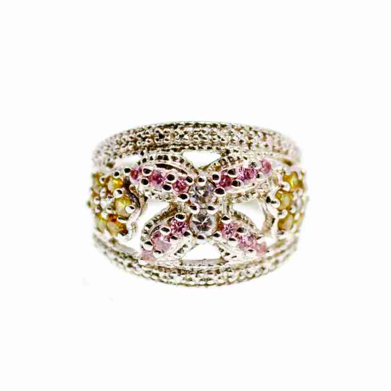 Sky Jewelry Серебряное кольцо с фианитами  Весна