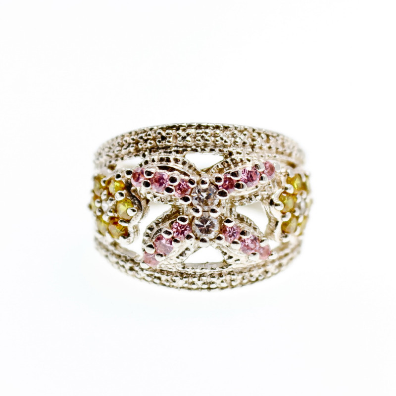 Sky Jewelry Серебряное кольцо с фианитами  Весна