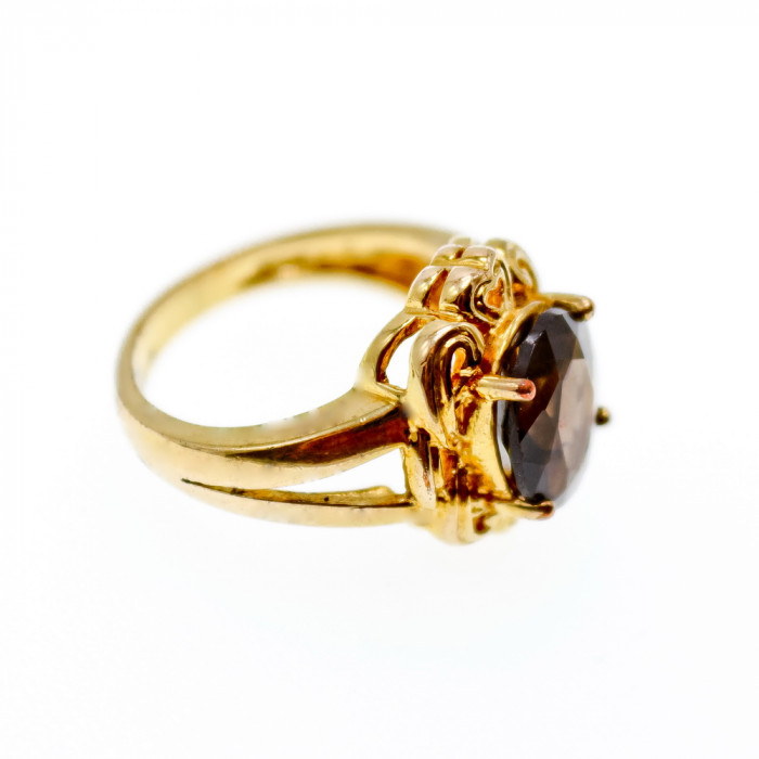 Sky Jewelry Серебряное кольцо в позолоте с камнем гессонит