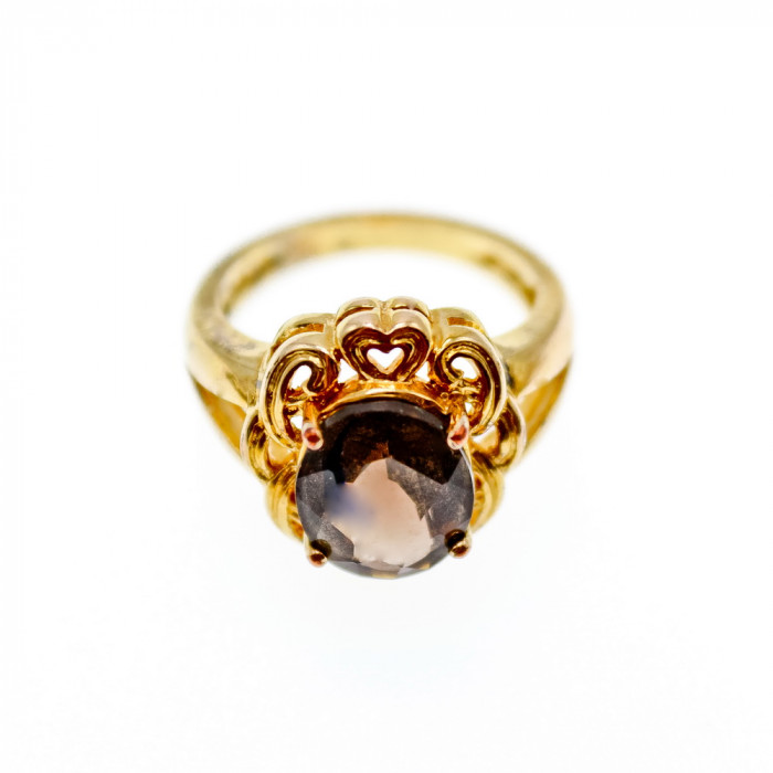 Sky Jewelry Серебряное кольцо в позолоте с камнем гессонит