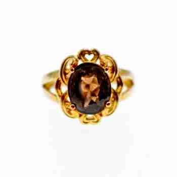 Sky Jewelry Серебряное кольцо в позолоте с камнем гессонит