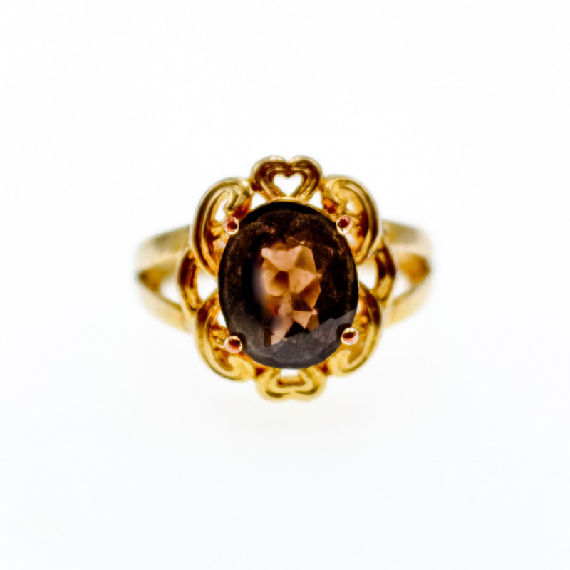 Sky Jewelry Серебряное кольцо в позолоте с камнем гессонит