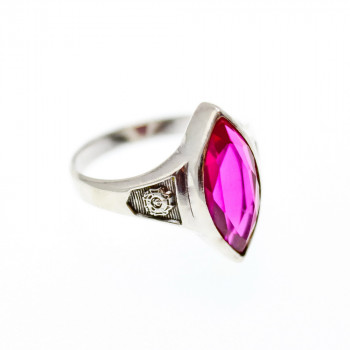 Sky Jewelry Серебряное кольцо с розовым сапфиром  Маркиз