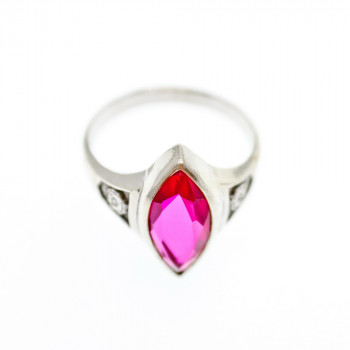 Sky Jewelry Серебряное кольцо с розовым сапфиром  Маркиз