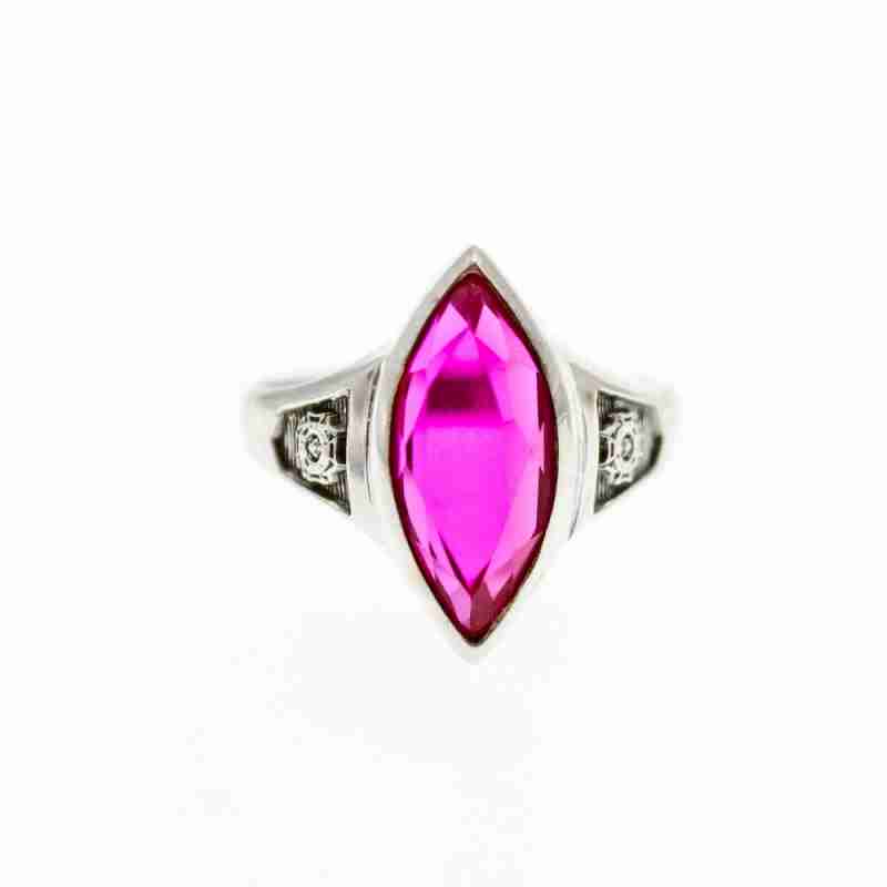 Sky Jewelry Серебряное кольцо с розовым сапфиром  Маркиз