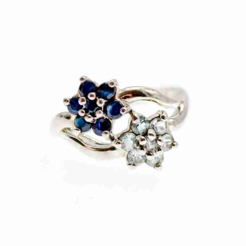 Sky Jewelry Серебряное кольцо с сапфиром и топазом  Цветы