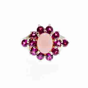 Sky Jewelry Серебряное кольцо с камнями агат и шпинель  Цветы