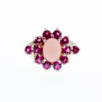 Sky Jewelry Серебряное кольцо с камнями агат и шпинель  Цветы