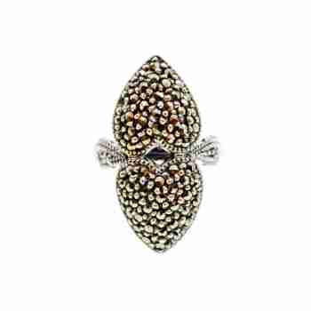 Sky Jewelry Серебряное кольцо с марказитами  Сердца