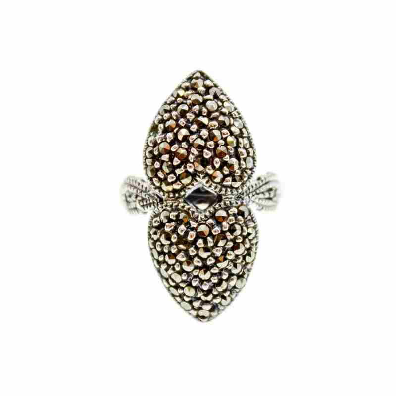 Sky Jewelry Серебряное кольцо с марказитами  Сердца