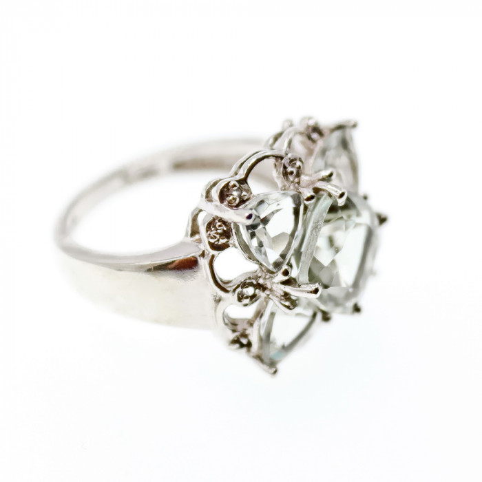 Sky Jewelry Серебряное кольцо с камнями хризоберилл и бриллианты
