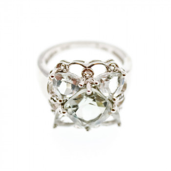 Sky Jewelry Серебряное кольцо с камнями хризоберилл и бриллианты