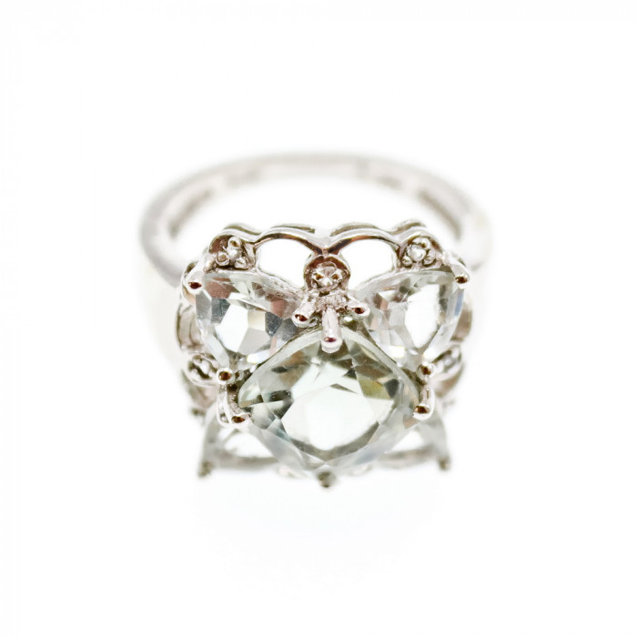 Sky Jewelry Серебряное кольцо с камнями хризоберилл и бриллианты