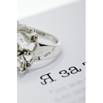 Sky Jewelry Серебряное кольцо с камнями хризоберилл и бриллианты