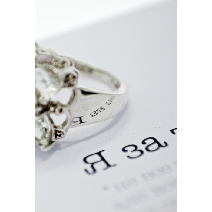 Sky Jewelry Серебряное кольцо с камнями хризоберилл и бриллианты