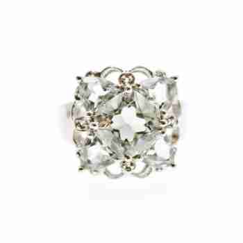 Sky Jewelry Серебряное кольцо с камнями хризоберилл и бриллианты