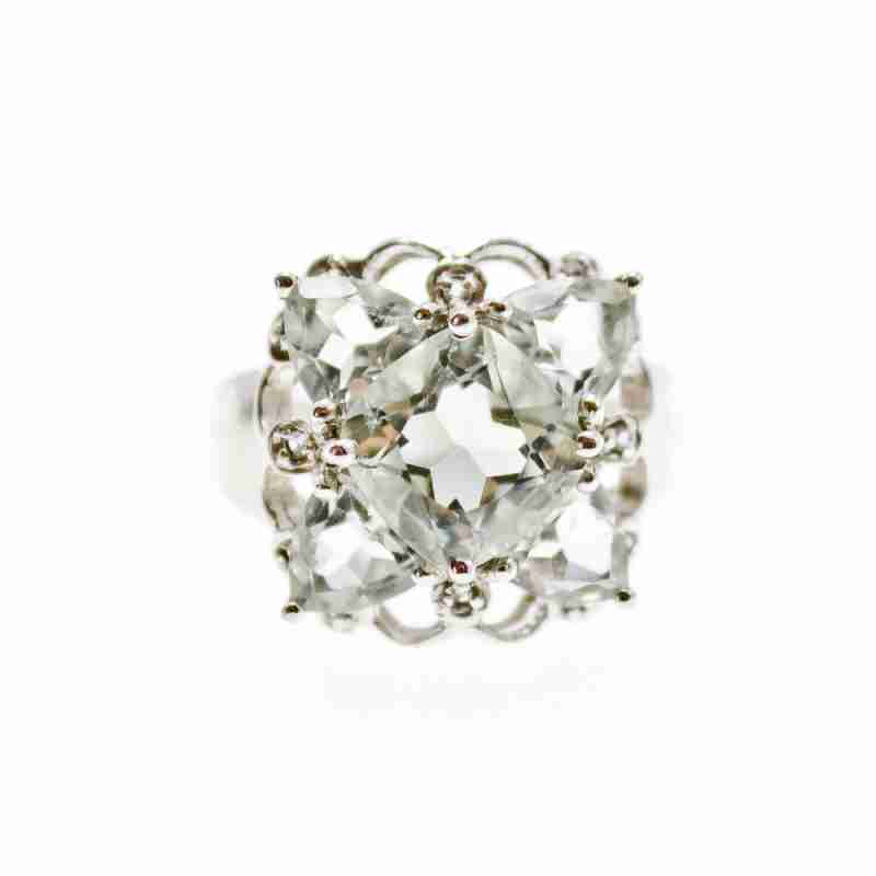 Sky Jewelry Серебряное кольцо с камнями хризоберилл и бриллианты