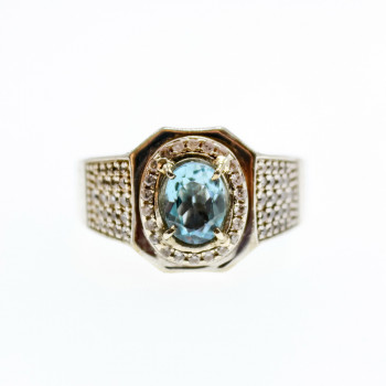 Sky Jewelry Мужское Серебряное кольцо с топазом и бериллом