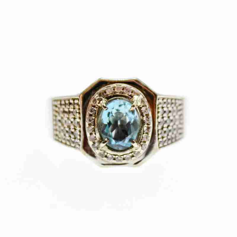 Sky Jewelry Мужское Серебряное кольцо с топазом и бериллом