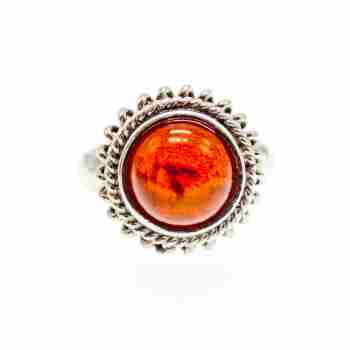 Sky Jewelry Винтажное серебряное кольцо с янтарем