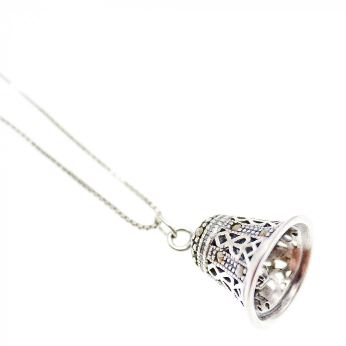 Sky Jewelry Серебряная цепочка с кулоном марказиты   Колокольчик