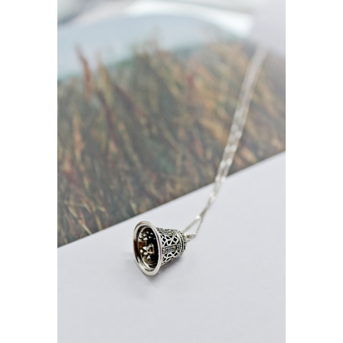 Sky Jewelry Серебряная цепочка с кулоном марказиты   Колокольчик