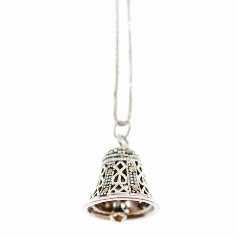 Sky Jewelry Серебряная цепочка с кулоном марказиты   Колокольчик