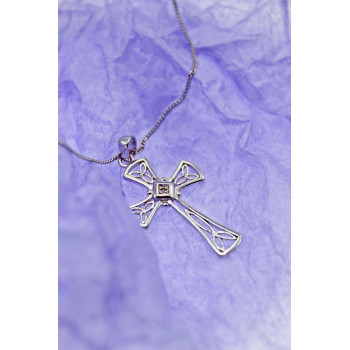 Sky Jewelry Серебряная цепочка с крестиком бриллиант