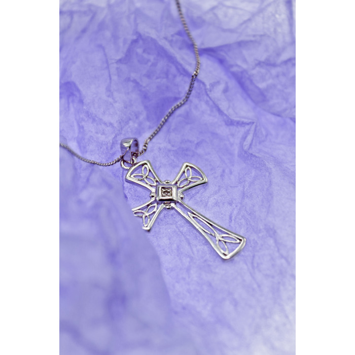 Sky Jewelry Серебряная цепочка с крестиком бриллиант