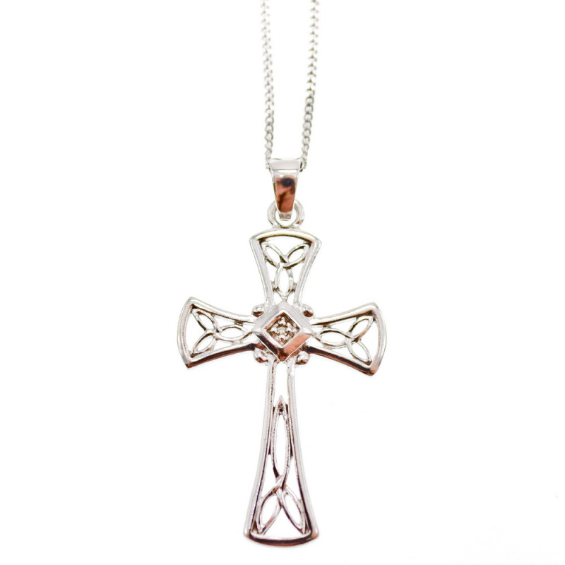 Sky Jewelry Серебряная цепочка с крестиком бриллиант