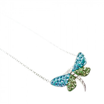 Sky Jewelry Серебряная цепочка с кулоном фианиты  Стрекоза