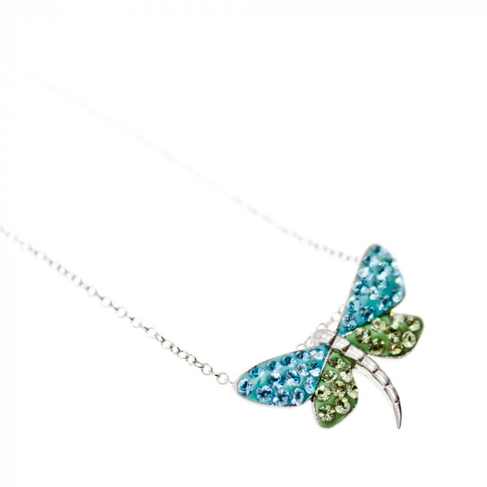 Sky Jewelry Серебряная цепочка с кулоном фианиты  Стрекоза