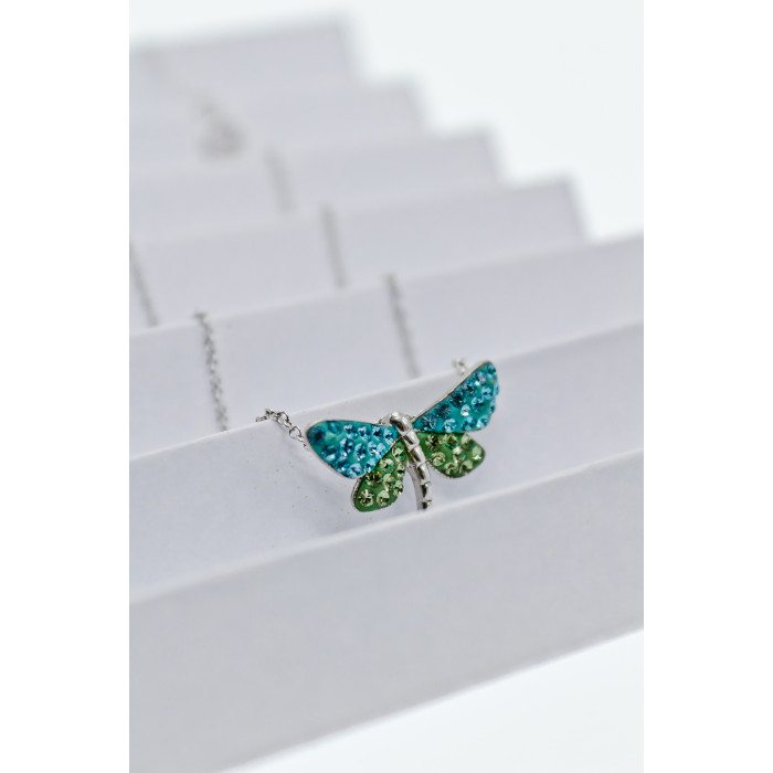 Sky Jewelry Серебряная цепочка с кулоном фианиты  Стрекоза