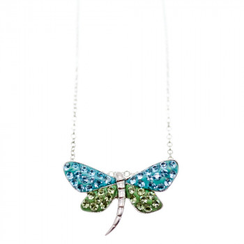 Sky Jewelry Серебряная цепочка с кулоном фианиты  Стрекоза