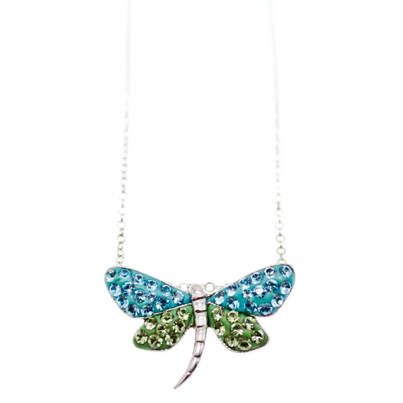 Sky Jewelry Серебряная цепочка с кулоном фианиты  Стрекоза