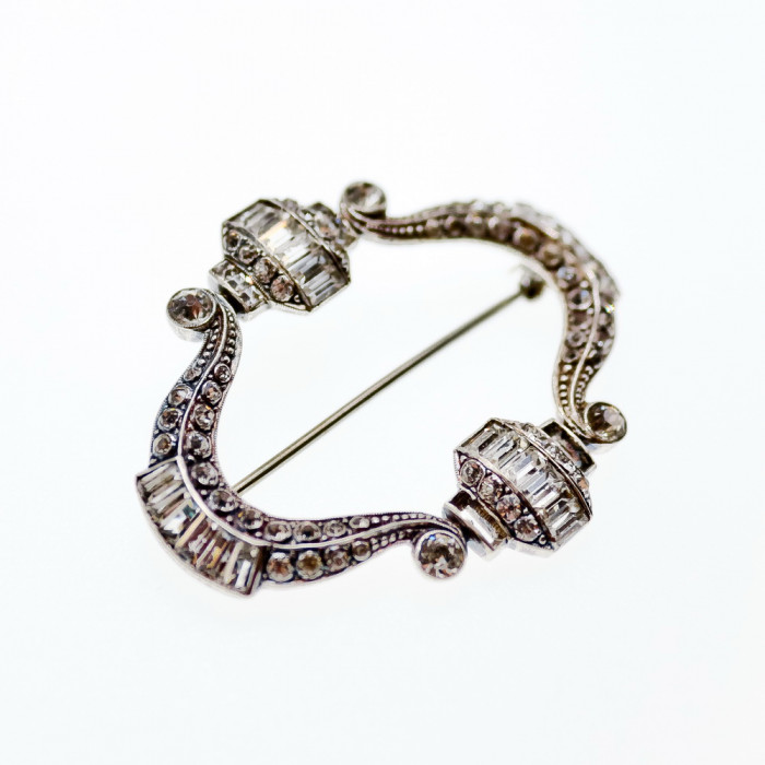 Sky Jewelry Серебряная брошь с фианитами