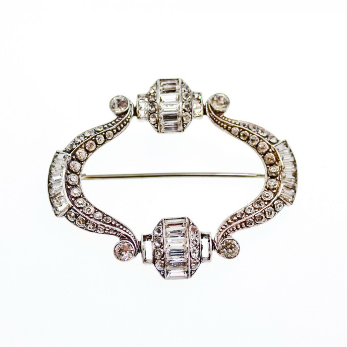 Sky Jewelry Серебряная брошь с фианитами