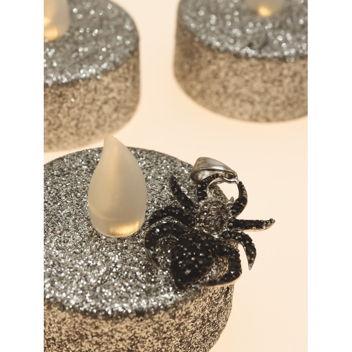 Sky Jewelry Серебряный кулон-паук с камнями  черный Морион и бесцветная шпинель