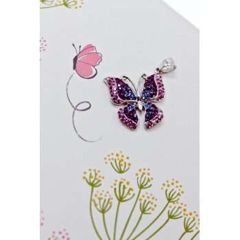 Sky Jewelry Серебряный кулон с фианитами  Бабочка