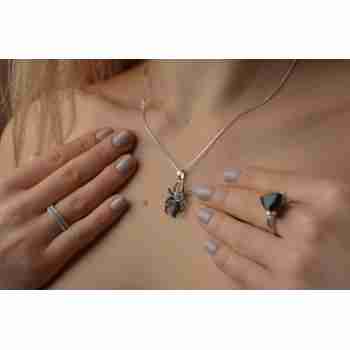 Sky Jewelry Серебряное двойное кольцо с фианитами