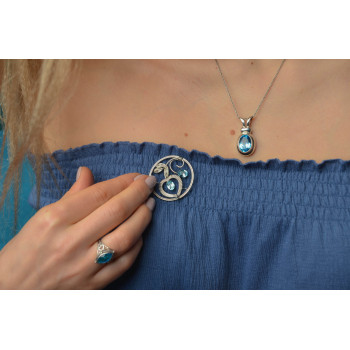 Sky Jewelry Серебряный кулон с Топазом