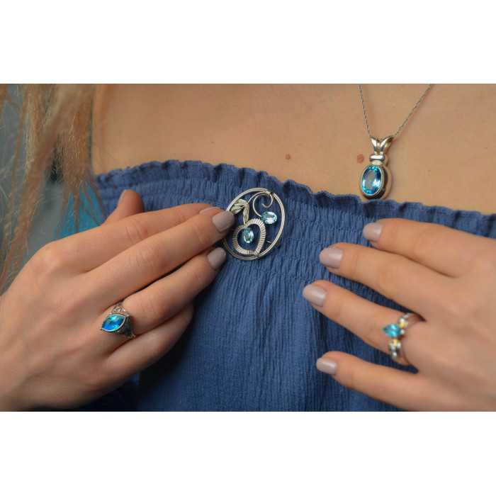 Sky Jewelry Серебряное кольцо с аквамарином