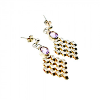 Sky Jewelry Серебряные серьги с сиреневым турмалином