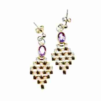 Sky Jewelry Серебряные серьги с сиреневым турмалином