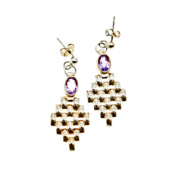 Sky Jewelry Серебряные серьги с сиреневым турмалином